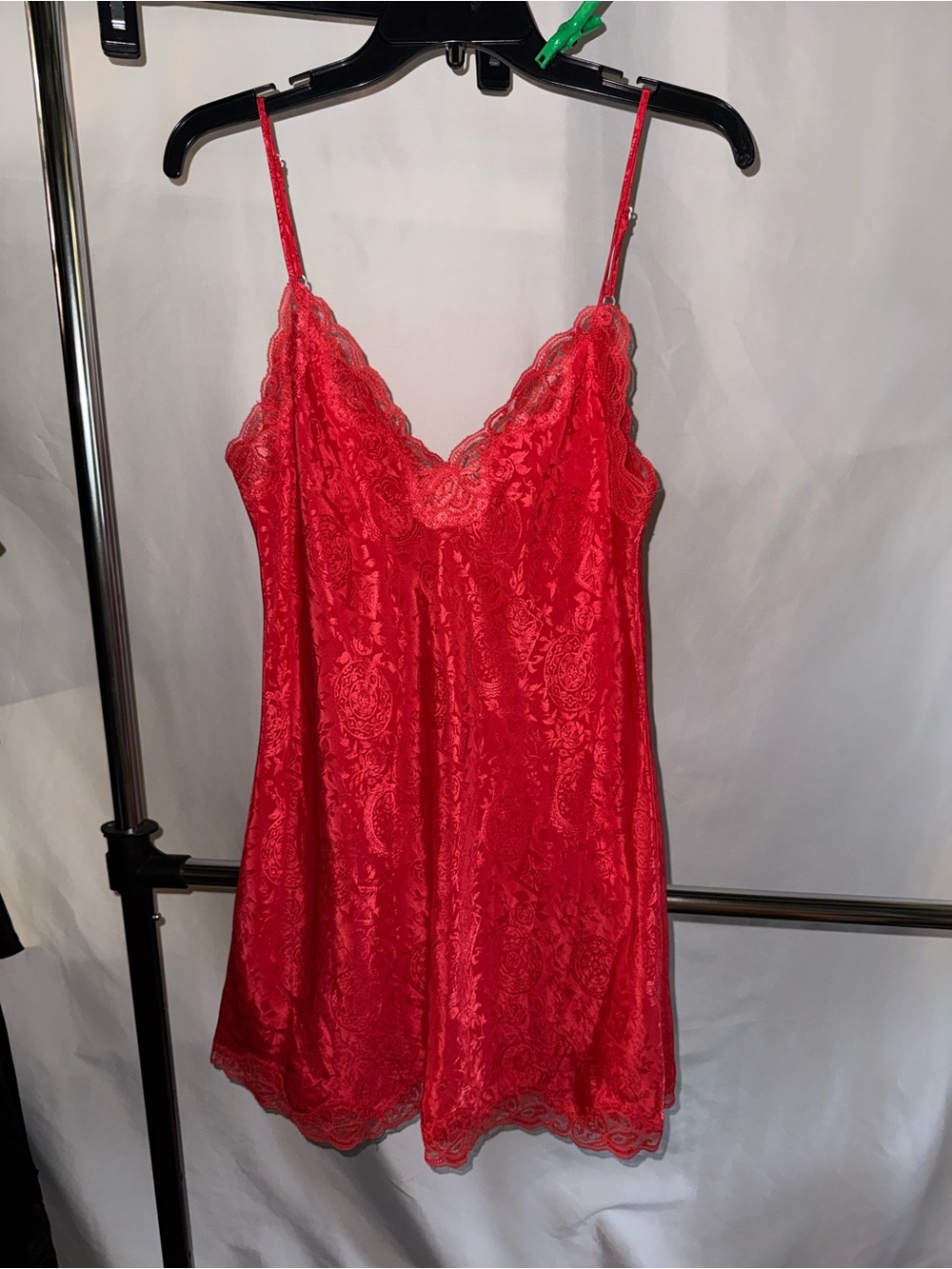 Vintage Victoria's Secret Red Lace Chemise Slip nightgown M